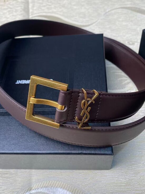 Saint Laurent Brown Logo Belt 85CM / 34in main image 5